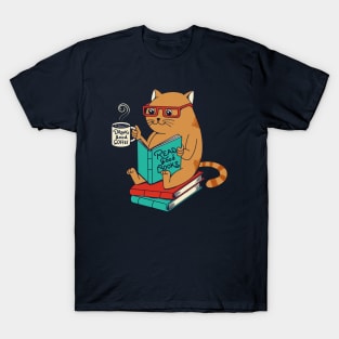 Cat coffee books T-Shirt